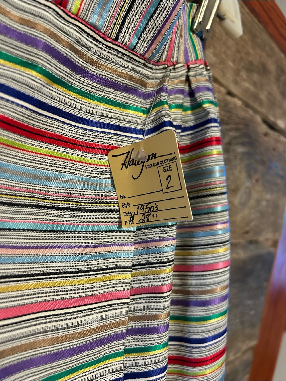 Homemade 1950s Multi-Color Striped Maxi Skirt Size 2 Re-Hemmed New Zipper Handle - Picture 2 of 9